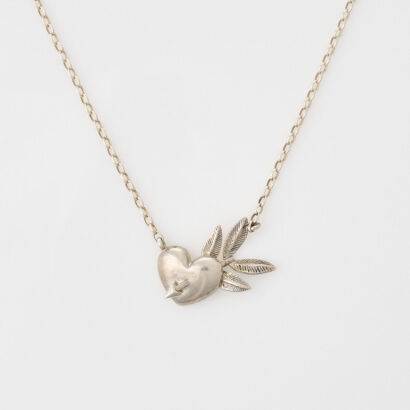 Karen Walker, Sterling Silver, Heart & Arrow Necklace