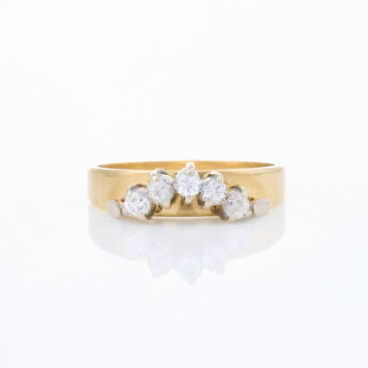 18ct Yellow Gold, Five Stone Cubic Zirconia Ring