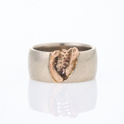 9ct White/Rose Gold, Fern Ring