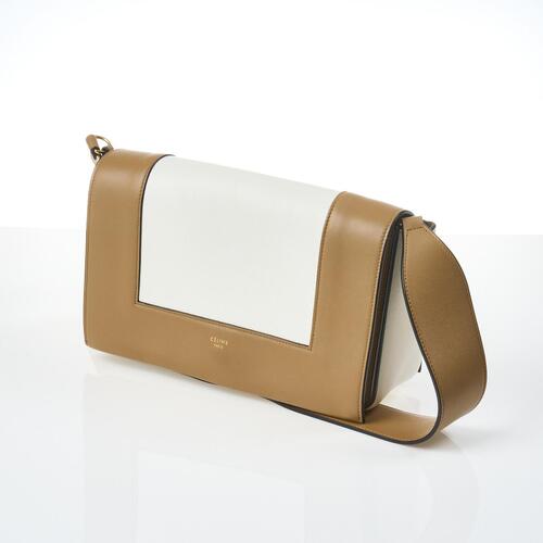 Celine, Bi-colour Brown and White Leather Frame Bag