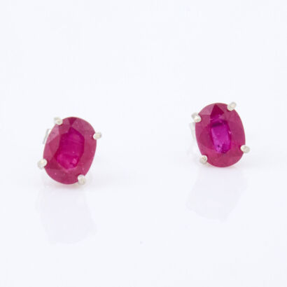 14ct White Gold, Ruby Stud Earrings