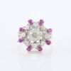 14ct White Gold, .30ct Ruby and 1.00ct Diamond Cluster Ring