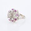 14ct White Gold, .30ct Ruby and 1.00ct Diamond Cluster Ring - 2