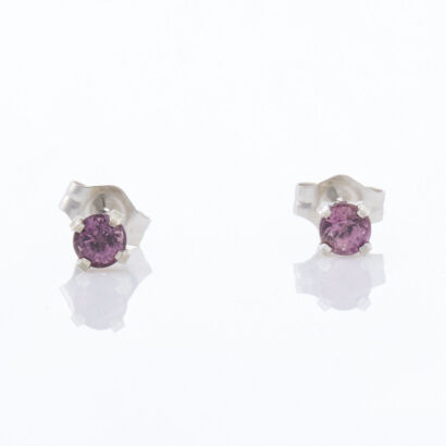 14ct Whie Gold, 3.25mm Pink Sapphire Stud Earrings