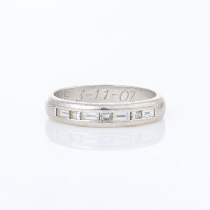 18ct White Gold, .30ct Diamond Princess Cut/Baguette Band