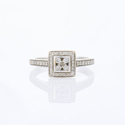 18ct White Gold, .38ct Diamond Cluster Ring