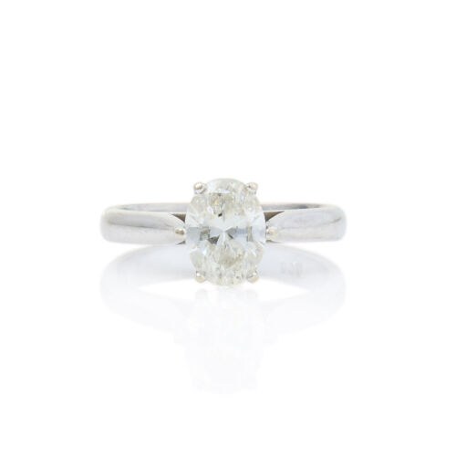 18ct White Gold, 1.00ct Oval Diamond, Modern Solitaire Ring