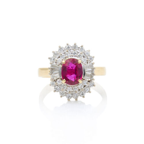 14ct Yellow/White Gold, 1.10ct Ruby and .61ct Diamond Ring