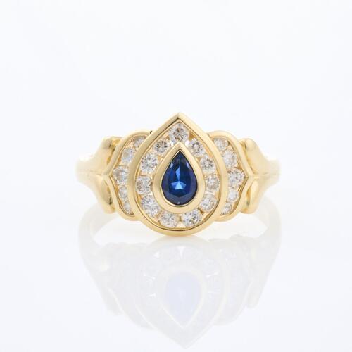 18ct Yellow Gold, .45ct Sapphire and .66ct Diamond Ring