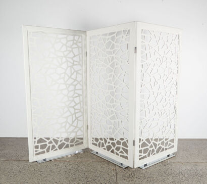 A Set Of Three Moucharabieh Leather Screens designed by Jean-Marie Massaud for Poltrona Frau