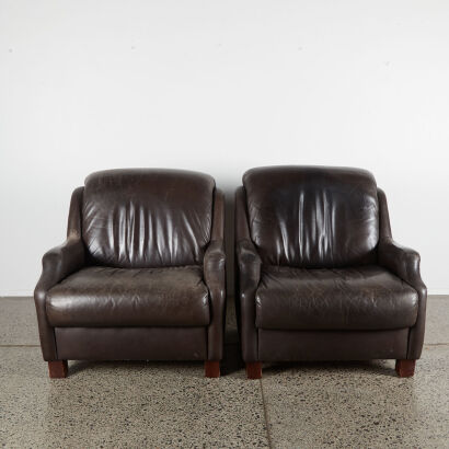 A Pair Of Contemporary Leather Occasional Chairs