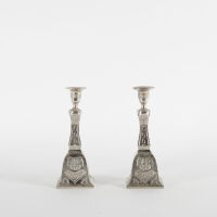 A Pair Of West German Silver Plated Candle Sticks