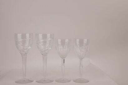 Four large wine goblets in one lot