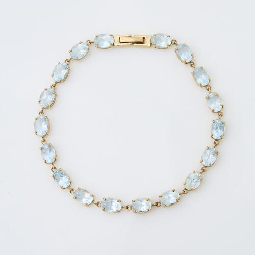 9ct Yellow Gold, 9.00ct Oval Mixed Cut Aquamarine Bracelet