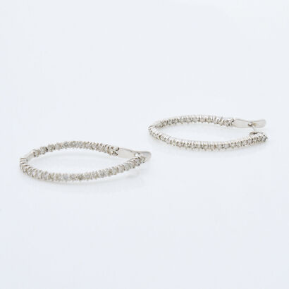 18ct White Gold, 1.76ct Diamond Hoop Earrings