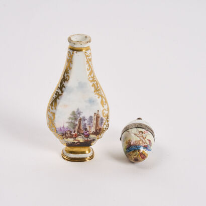 A Meissen Snuff Holder And Perfume Bottle