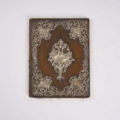 A Victorian Silver Work On Leather Blotting Book