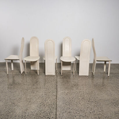 A Suit Of Six Italian Post-Modern Silhouette Leather Chairs 1980s