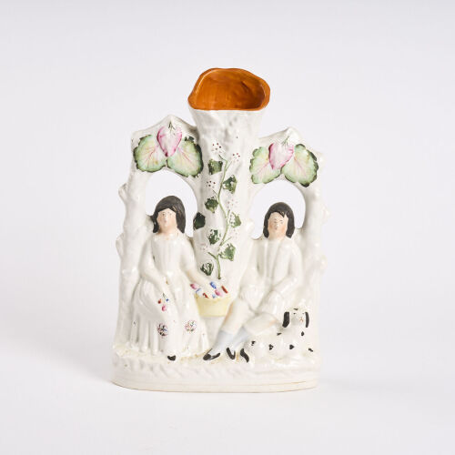 A Courting Couple Under A Grape Bower Staffordshire Porcelain Vase