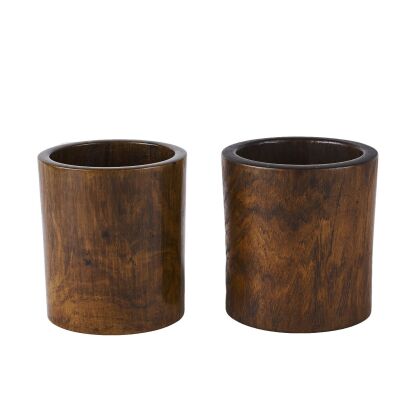 十九世纪中国黄花梨木笔筒两只 / Two 19th Century Chinese Huanghuali Brush Pots