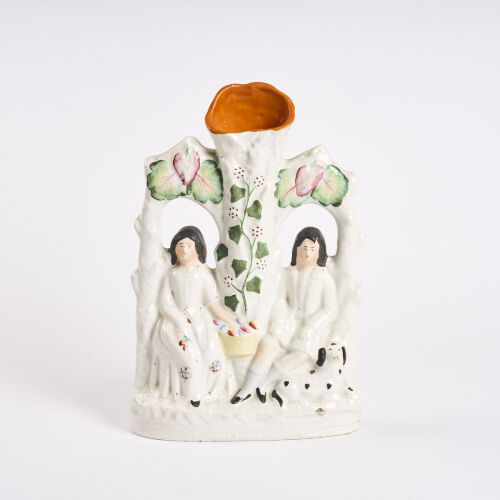 A Courting Couple Under A Grape Bower Staffordshire Porcelain Vase