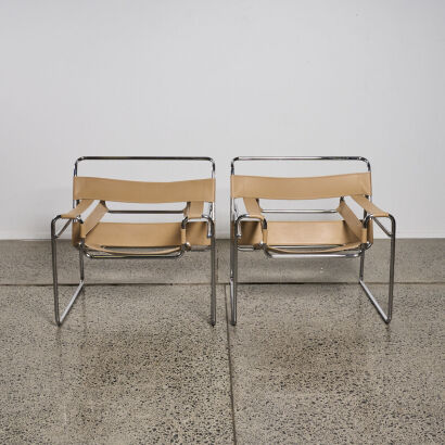 A Pair Of Leather Wassily Style Chairs