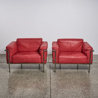 A Pair Of LC3 Style Lounge Chairs