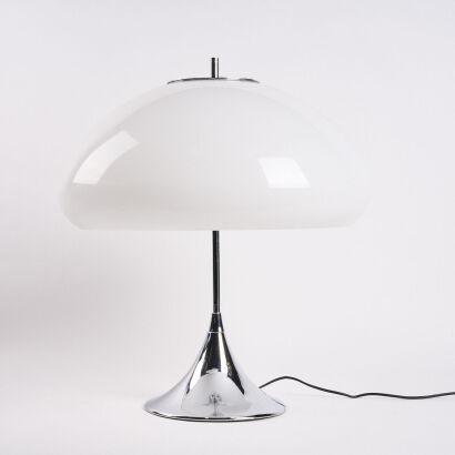 A Vintage Italian Perspex And Chrome Mushroom Lamp