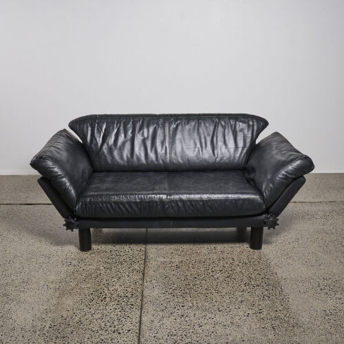 A 1980s Artifex Leather 2.5 Seater Day Bed Lounge Sofa Australian