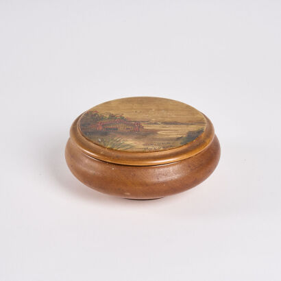 A Hand-Painted Souvenir Ware Lidded Container