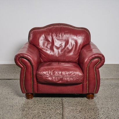 A Vintage Library Armchair in Leather