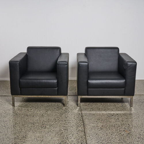 A Pair Of Minimal Black Cube Chairs