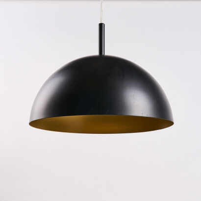 A Contemporary Black & Gold Hanging Dome Pendant Light