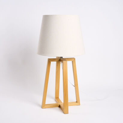 A Single Contemporary Table Lamp With Pyramid Base