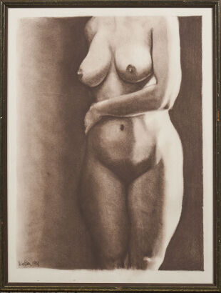 A Rubenesque Charcoal Nude Sketch