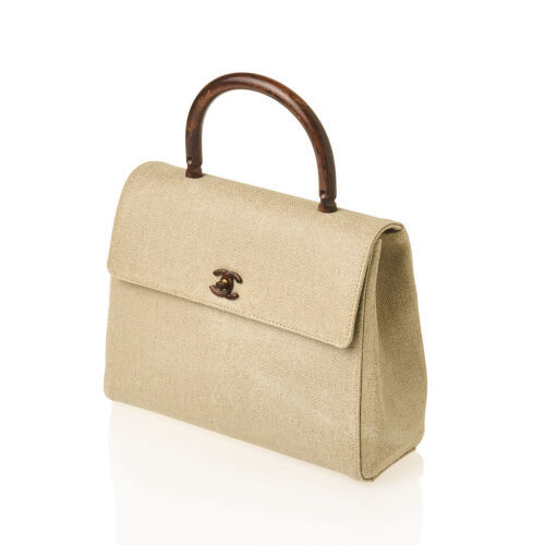 Chanel, Coated Canvas Wood Handle Kelly Bag