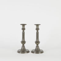 A Pair of French Antique Pewter Candlesticks