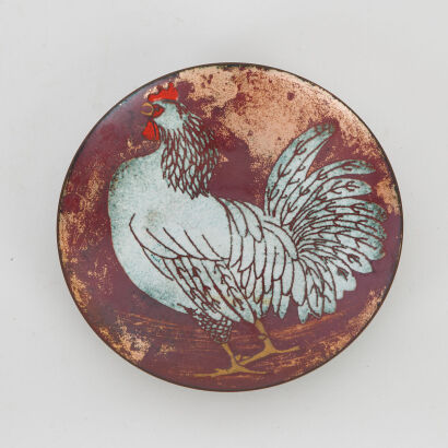 An Enamel Rooster Plate by BTW England