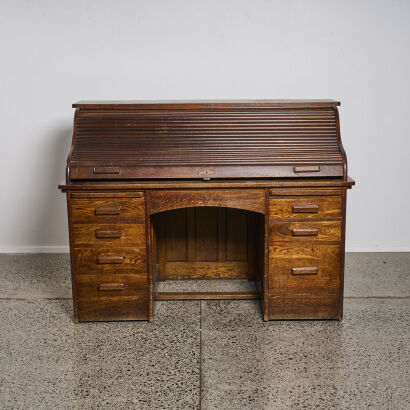 An Oak Roll Top Desk