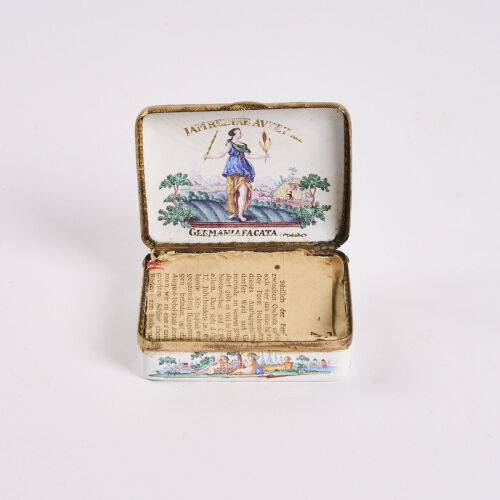 A German Enamel Snuff Box Commemorating The Peace Of Hubertusbury 1763