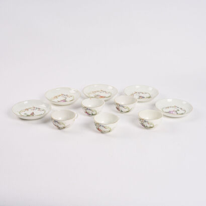 A Set Of Five Meissen Cups And Saucers