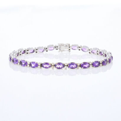 18ct White Gold, 7.50ct Amethyst and .49ct Diamond Bracelet