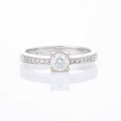 18ct White Gold, .87ct Diamond Ring with GIA Report