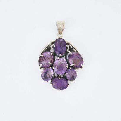 Sterling Silver, Large Amethyst Pendant on a Tapered Bale