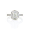 Platinum, 1.81ct Diamond Halo Cushion Cut Ring