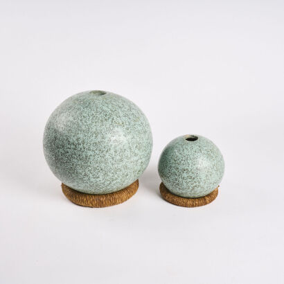 A Pair Of Decorative Ceramic Spheres