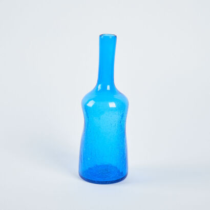 A Blenko American Pinch Blue Glass Vase 