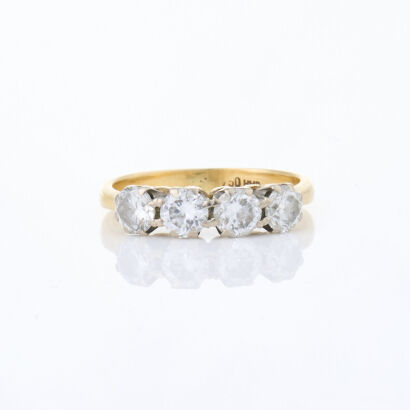 18ct Yellow/White Gold, Four Stone 1.00ct Diamond Ring