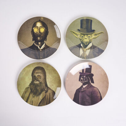 A Set Of Four Lalaland Melamine Star Wars Plates