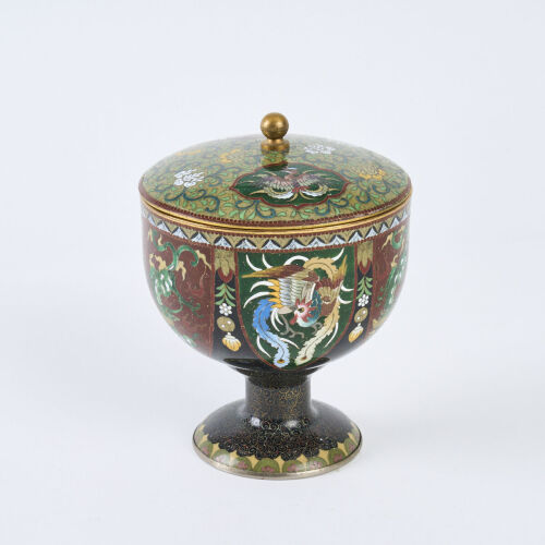 A Very Fine Meiji or Taisho Period Standard Cloisonne Covered Censer By Inaba Nanaho, c1920